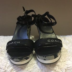 COACH ALICIA ankle strap wedge classic logo size 8